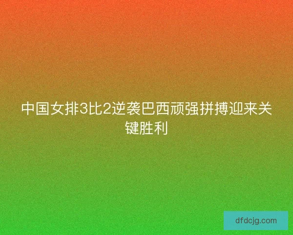 中国女排3比2逆袭巴西顽强拼搏迎来关键胜利